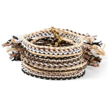 Imagem de 16 pulseiras de cordão de algodão macramê ajustável colorido com controle deslizante para pingentes decorações trançadas trançadas pulseira corda dia dos namorados diâmetro interno de cerca de 9,5 cm