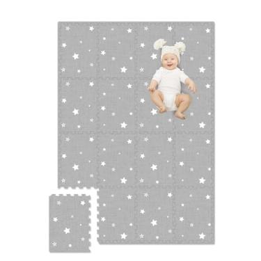 Imagem de Extra Large Baby Play Mat - 4FT x 6FT Non-Toxic Foam Puzzle Floor Mat for Kids & Toddlers (Grey/White Star)