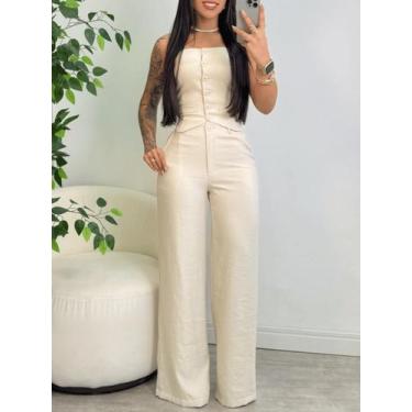 Imagem de Conjunto Elegante Feminino sem alça Mais Calça Pantalona Alfaiataria S