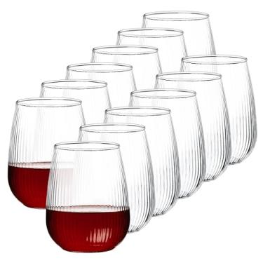 Imagem de UMEIED Conjunto de 12 taças de vinho sem haste de 500 ml, taças de vinho vermelhas/brancas, conjunto de vidro transparente para vinho tinto/branco, lavável na lava-louças, ideal para uso diário, bar