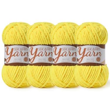 Imagem de Pacote com 4 fios de veludo fofo para crochê, cobertor de bebê para crochê macio, 200 g (262,4 jardas) fios amigurumi, fios de crochê de chenille de pelúcia, fios de quebra-cabeça para artesanato de
