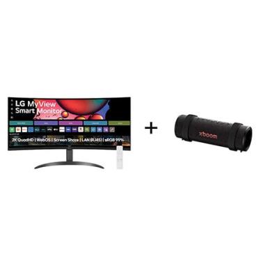 Imagem de Monitor LG MyView Smart 34SR60QC-B Tela curva 34" + Caixa de Som Bluetooth LG xboom Grab by will.i.am - East LA   - 34SR60.GRAB