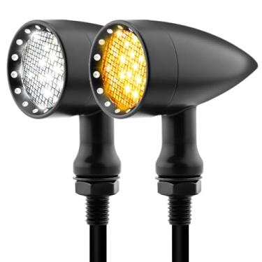 Imagem de Eagwinger Sinais de seta dianteiros de motocicleta SMD LED pisca-pisca pequenos indicadores de bala com luz de corrida apto para motocicleta, cruiser, turismo, bobber, chopper, café, corredor, scooter