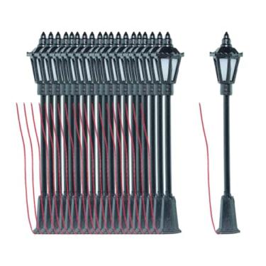 Imagem de Fenteer Poste de iluminação em escala 1/87 para maquete de ferrovia, simulação de lâmpada de, miniatura de poste de luz para brincar de faz de conta, 10 Peças