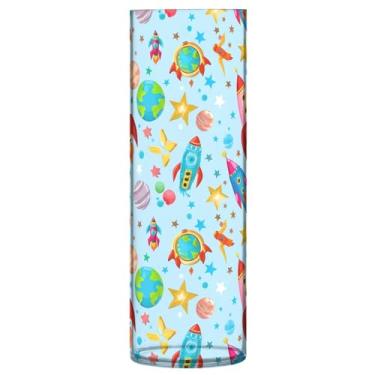 Imagem de JUZIHAI Lindo vaso de flores com estampa animada de 9,9 cm x 30 cm de cilindro de plástico moderno para decoração de casa de centro de mesa de casamento