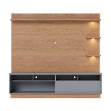 Imagem de Home Campeche 200cm 1 Porta De Correr 1 Gaveta Telescópica - Ssx Multicoisas Cor Freijo/cinza Fosco