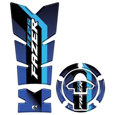 Imagem de Kit Protetor De Tanque E Bocal Resinado 3d Yamaha Fazer Fz25 2025-2026 Azul Azul