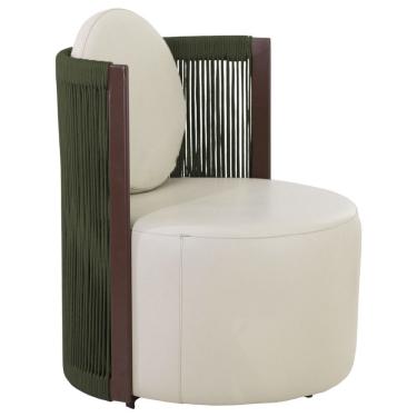 Imagem de Poltrona Confort Armchair Puff Redondo Trama Original Verde Musgo