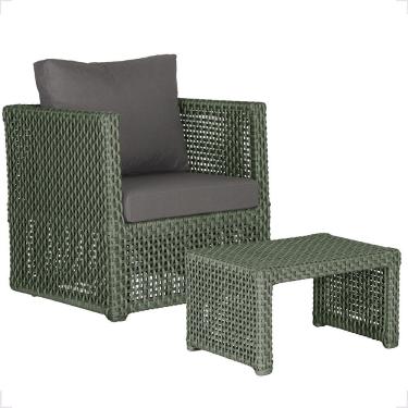 Imagem de Mesa E 1 Poltrona Madri Corda Náutica Estofado 11 Trama Verde