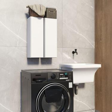 Imagem de Estante Com Nichos Em Mdp Branco Aparador Suspenso P/ Livros