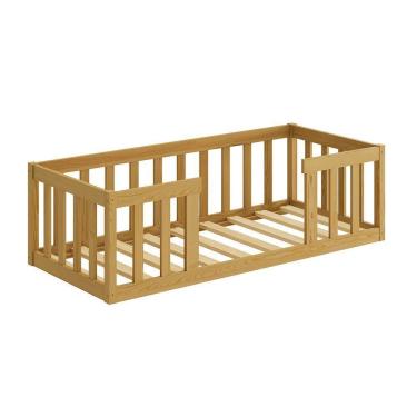Imagem de Cama De Chão Com Cercadinho Infantil Madeira Montessoriana Nogueira