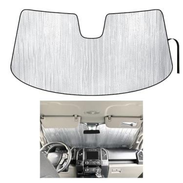 Imagem de YelloPro Protetor solar para para-brisa dianteiro reflexivo de ajuste personalizado para Ford Super Duty F-250 F250 F-350 F350 F-450 F450 F-550 F-550 F550 F450 F-550 F550 2 portas 4 portas, acessórios de proteção solar refletor UV