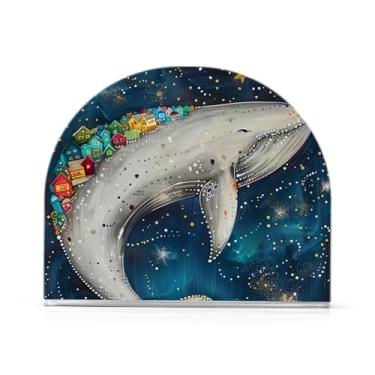 Imagem de Porta-guardanapos de tecido de baleia noturna abstrato, porta-guardanapos de acrílico para mesas, suporte de guardanapo de pé para jantar cozinha restaurante decoração de casa acessórios de bar