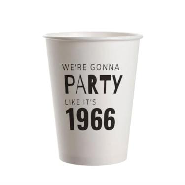 Imagem de SharkBliss 1966 Copos de festa de 60 anos 255 g pretos 20 pacotes de copos descartáveis – Party Like It's 1966