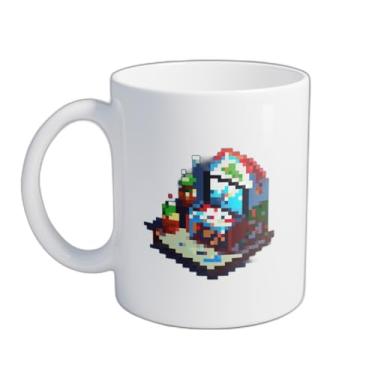 Imagem de Caneca Xícara de Café Porcelana 300ml Design Jogo Arcade Pixel