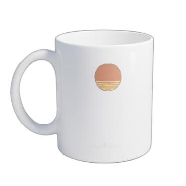 Imagem de Caneca Xícara de Café Porcelana 300ml Design Pixel Art Praia ao Pôr do Sol