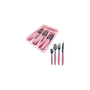 Imagem de Conjunto de Talheres Inox Rose, 24 Peças, Garfo, Faca, Colher de Mesa e Chá, Material em Aço Inoxidável, Design Sofisticado para Casa e Restaurante