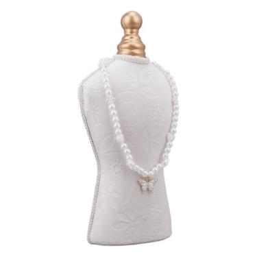 Imagem de PH PandaHall Suporte de exibição de colar de veludo de busto, organizador de joias florais de 28 cm de altura, organizador de manequim de busto de joias 3D para vendedores, boutique, casa, casamento