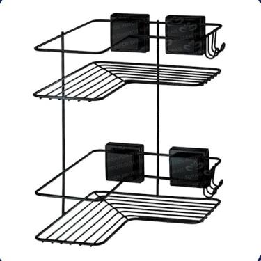 Imagem de Suporte duplo de parede para shampoo com ventosas, sem necessidade de furar.