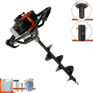 Imagem de Perfurador de Solo Completo Vant VPS52 À Gasolina Motor 2T 52cc 2HP de Potência Alta Rotação + Broca 80x20cm