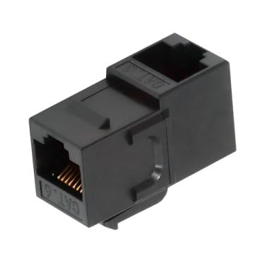 Imagem de xiwai Adaptador de inserção Keystone UTP CAT6 angular de 90 graus RJ45 fêmea para fêmea UTP CAT6 acoplador em linha para painel de tomada de placa de parede preto