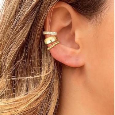 Imagem de Brincos de orelha para mulheres, meias de Natal, delicadas, douradas, não perfuradas, conjunto de brincos de cartilagem com clipe e cartilagem, Medium, Latão, Sem pedra preciosa