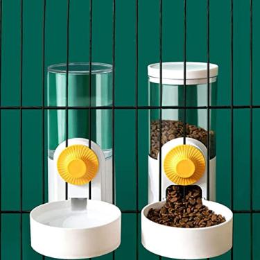 Imagem de Ração Automática para Jaula de Cão Dispenser Comida e Água com Tigelas Suspensas Container Bebedouro Pet Criativa Gato