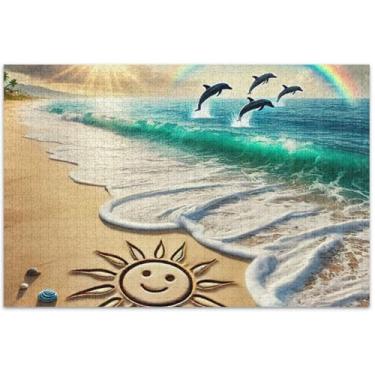 Imagem de Quebra-cabeça adulto praia verão oceano litoral 500 peças presentes engraçados quebra-cabeça grande decoração de casa arte, 20,5 x 14,9 polegadas