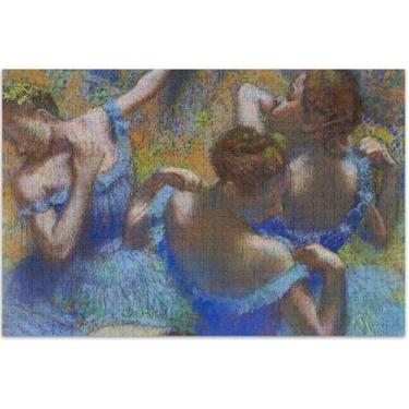Imagem de Blue Dancers Edgar Degas impressões quebra-cabeças para adultos 1000 peças engraçadas família elefante branco presentes arte quebra-cabeça arte brinquedo pintura, 75 x 40 centímetros
