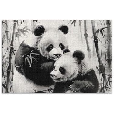 Imagem de Quebra-cabeça de pintura de ursos panda para adultos 500 peças de pintura artística Prime Puzzles engraçados presentes de jogo de quebra-cabeça