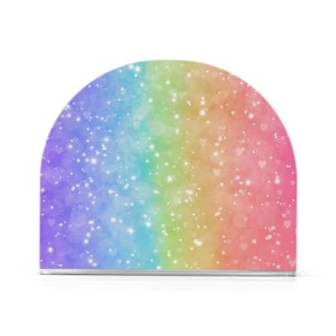 Imagem de Magic Glitter Porta-guardanapos de acrílico arco-íris, porta-guardanapos em forma de U para guardanapos de coquetel, pacote com 1 ou 2