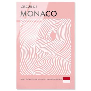 Imagem de Pôster de Fórmula 1 de impressão acrílica Circuito de Mônaco por Notoriart, pronto para pendurar, 50 x 76 cm