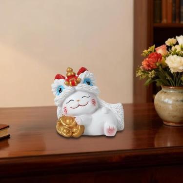 Imagem de MotiveTech Miniatura de Gato da Sorte para Decoração de Mesa, Mini Estátua, Decoração para Painel de Carro, Mesa de Entrada, Centro de Mesa e Prateleira, Style D