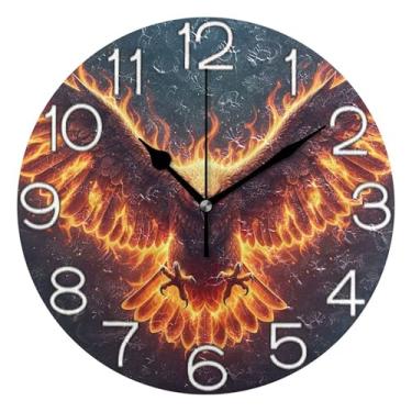 Imagem de GAIGEO Relógio de parede analógico decorativo estético silencioso sem tique-taque quarto relógio de cozinha, arte de parede boho decoração de casa, asas de águia legais, 25 cm, ponteiros pretos