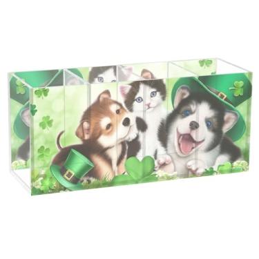 Imagem de TSENQUE Porta-lápis de mesa decorativo para o Dia de São Patrício, fofo, fofo, para guardar lápis, caneta, caneta, caneta, caneta, caneta, arte, caddie, material de escritório para decoração de mesa