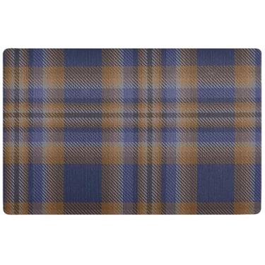 Imagem de Capacho personalizado azul ombré, estampa xadrez, decoração de entrada, tapetes impermeáveis para entrada de casa, 81 x 50 cm