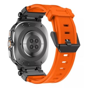 Imagem de Pulseira De Silicone Premium Conector De Aço Inoxidável Preto Marca 123smart 123-pre-10 Compativel Com Galaxy Watch Ultra 47mm Sm-l700 L705 (Laranja)