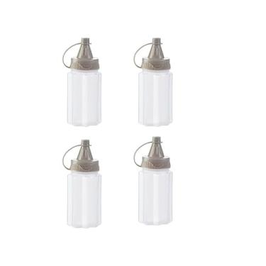 Imagem de Conjunto de 4 minigarrafas de tempero para molho para churrasco, cozinha, garrafa transparente portátil, especiarias de PP com tampa de espremer