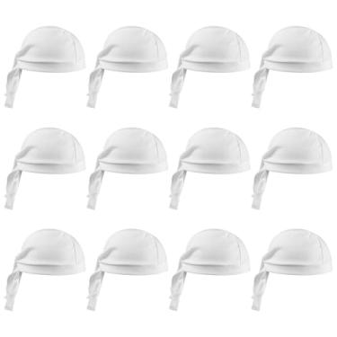 Imagem de Chapéus de chef para mulheres, pacote com 12 bonés respiráveis ajustáveis com forro de cetim para cabelos longos, chapéu de cozinha branco profissional para chef, enfermeira, cozinha (EUA, alfa