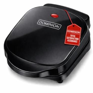 Imagem de Dominion Prato clássico de 2 porções, grelha elétrica interna e prensa Panini, fácil armazenamento e limpeza, perfeito para café da manhã, queijo grelhado, ovo e bife, preto