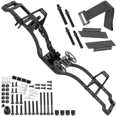 Imagem de BRCatWPark RC Carbon Fiber LCG Chassis Frame Upgrades Part for 1/10 SCX10 SCX10 II Capra 1.9 UTB & Other DIY Builds RC Crawler,Front Mounted Transmission LCG Chassis Kit,Cab Body Mount Brace,Black