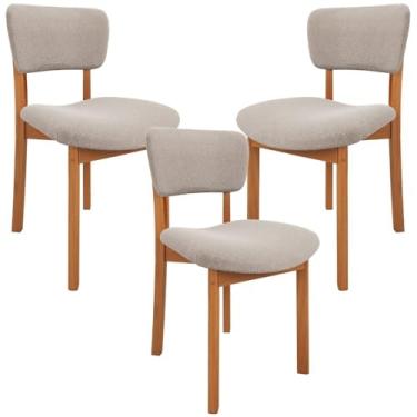 Imagem de Kit 03 Cadeiras Para Sala de Jantar Cozinha Living Estofada Dara L02 Bouclê Creme - Lyam Decor