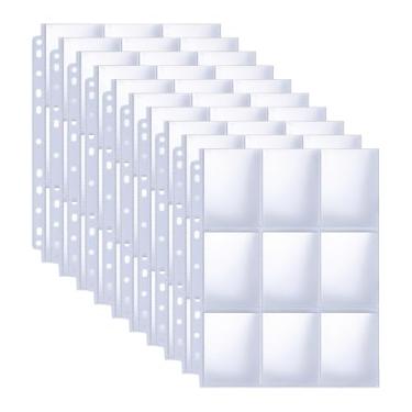 Imagem de ​20 Sheets Trading Card Page Sleeves 10/20Sheets Double-Sided Transparent Plastic 9-Pocket Fits 3-Ring Binder for Baseball Game Cards, White, 20​Sheets