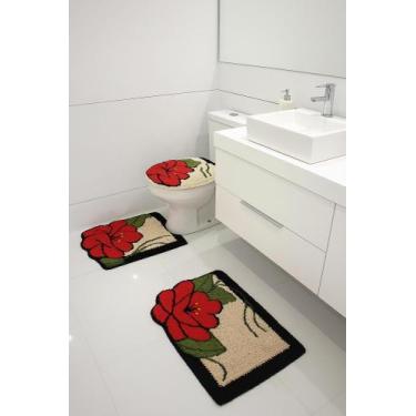 Imagem de Jogo de Tapetes Frufru para Banheiro 3 Peças  Antiderrapante, Conforto