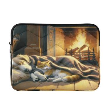 Imagem de Bolsa masculina aconchegante para laptop marrom lareira de cachorro de 13 a 13,3 polegadas, bolsas médias para professores