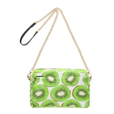Imagem de Joitme Várias bolsas femininas Kiwi Fruit branco verde bolsa transversal alça corrente couro PU bolsa de ombro bolsa para celular