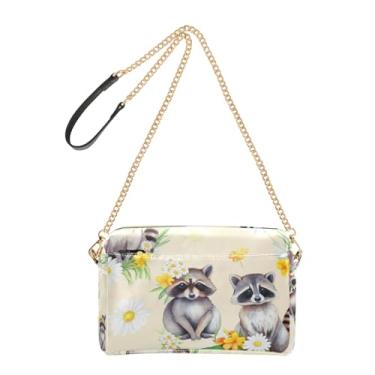 Imagem de Joitme Linda bolsa de ombro feminina de couro PU com estampa de margaridas brancas e margaridas brancas bege com alça de corrente para celular