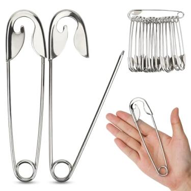 Imagem de LETORIA 15 pinos de segurança resistentes de 15 cm para tecido grosso de aço inoxidável jumbo extra grande pinos de segurança gigantes para roupas, cobertores, artesanato e decorações ao ar livre