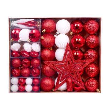 Imagem de Sclmgo Bolas de Natal, Enfeites para Árvore de Natal, Lembrancinhas para Festas, Decorações Práticas para Árvore de Natal No Escritório E Eventos, Vermelho E Branco, Tamanho real