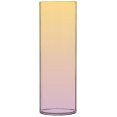 Imagem de Vaso cilíndrico para flores decorativo amarelo lilás gradiente ombré vaso de flores grande bonito personalizado floral decoração de outono para quarto, 30 cm x 9,9 cm